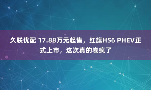 久联优配 17.88万元起售，红旗HS6 PHEV正式上市，这次真的卷疯了