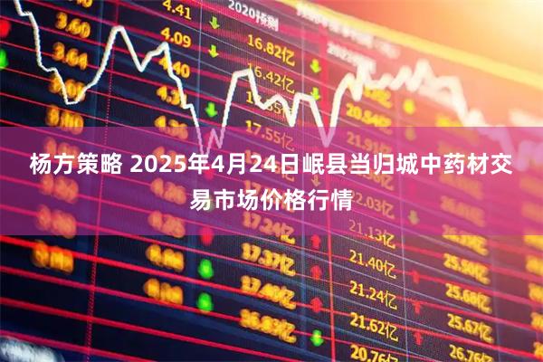 杨方策略 2025年4月24日岷县当归城中药材交易市场价格行情